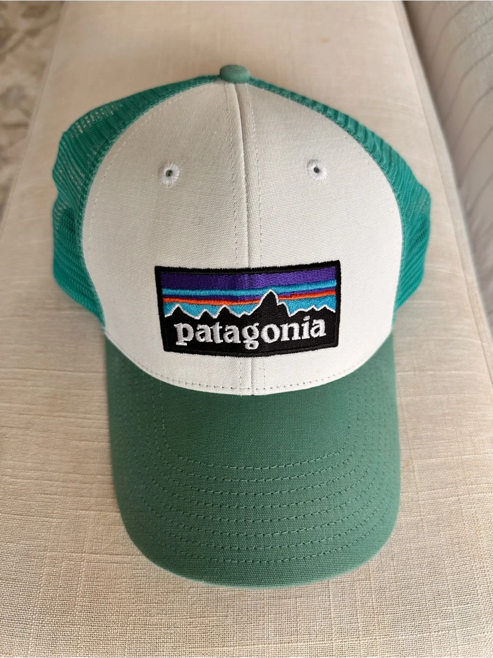 Patagonia Teal and White Mesh Trucker Hat - Picture 1 of 5